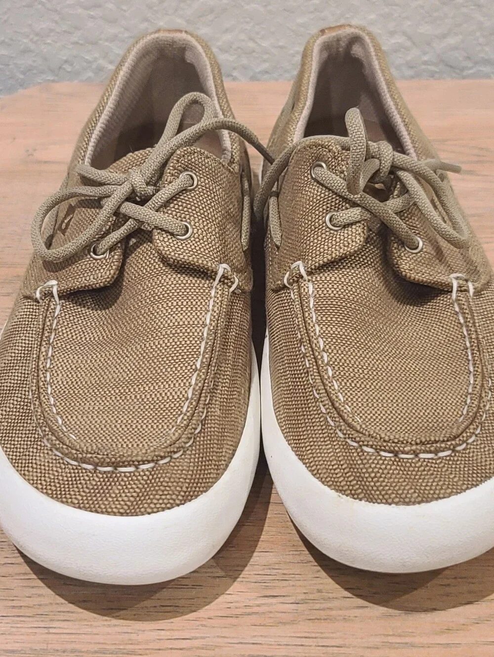 Sperry Top Sider Men 9M Khaki Canvas 2-Eyelet Oxfords Deck Boat Men Shoes